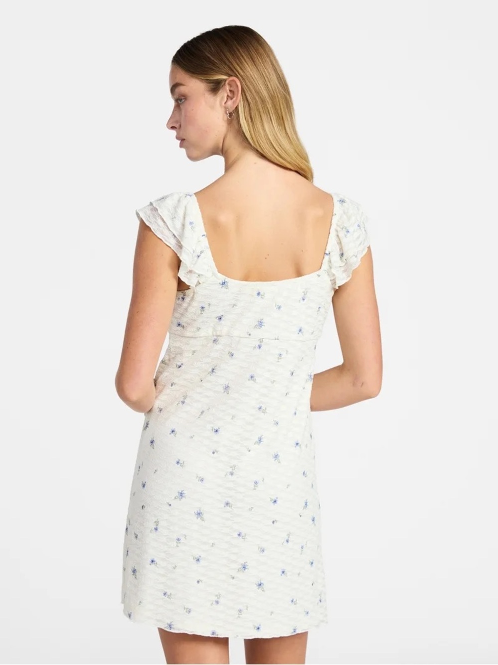 White Floral Ruched Mini Dress - Picture 2 of 2